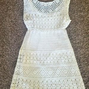 White, knitted tank dress with liner, size M